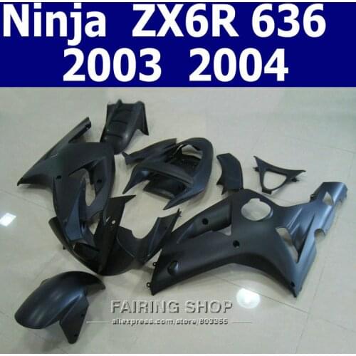 Matte black Fairing kit For Kawasaki zx6r zx-6r 03 04 / 2003 / 2004 Customize free Injection mold Fairings t83