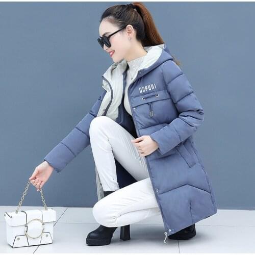 2019 Korean version of out-of-season new fashion slim slimming thick hoods Joker down cotton-padded jacket ladies long