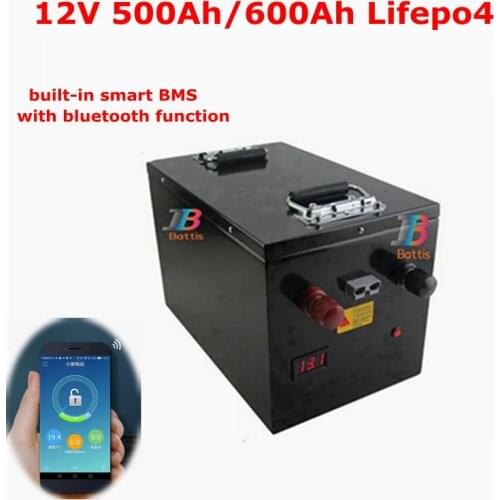 New 12V 500Ah 600Ah Lifepo4 lithium battery 12v BMS with bluetooth for Solar energy storage motor homes RV EV boat+20A Charger
