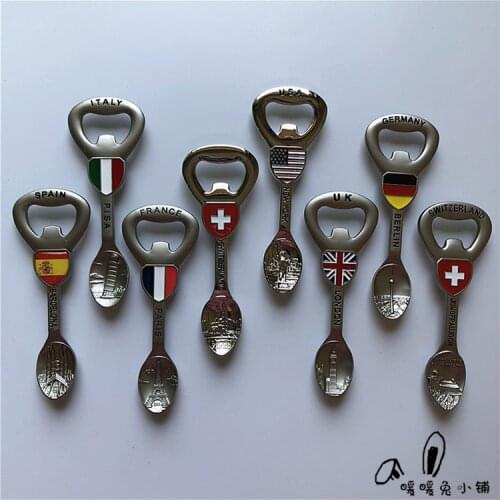 USA Germany UK Italy Spain France Switzerland Metal Bottle Opener Fridge Magnet
