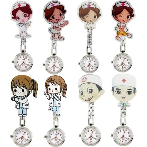 Lovely cartoon women men ladies nurse watches unisex doctor medical FOB pocket watches clip hang quartz watches hospital watches