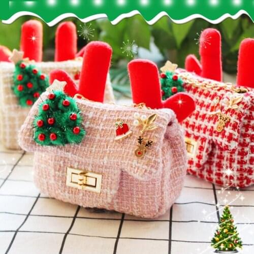 Girls fashion inclined small bag bag, childrens lovely Christmas mini shoulder chain small sachets receive bag