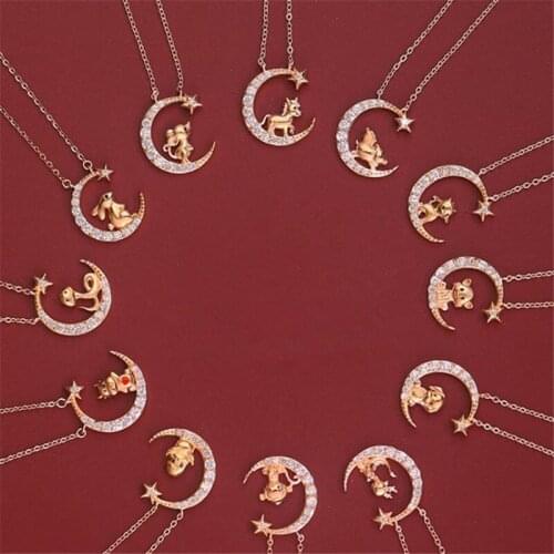 Trendy Silver Plated Clavicle Necklace For Lady Jewelry On Neck Cute 12 Zodiac Animal Pendant Necklaces Women Choker Accessories