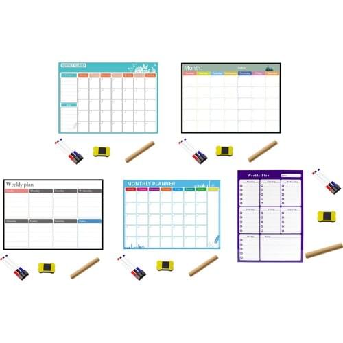 Soft Magnetic Dry Erase Weekly Planner Whiteboard Calendar Monthly Weekly Memo Reminder Organizer with Pen and Eraser