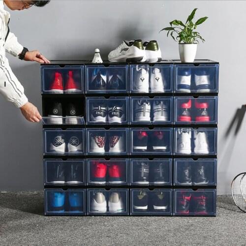 New Thick Transparent Shoe Box Drawer Plastic Shoe Box Shoe Storage Artifact Can Be Stacked Flip Storage Box