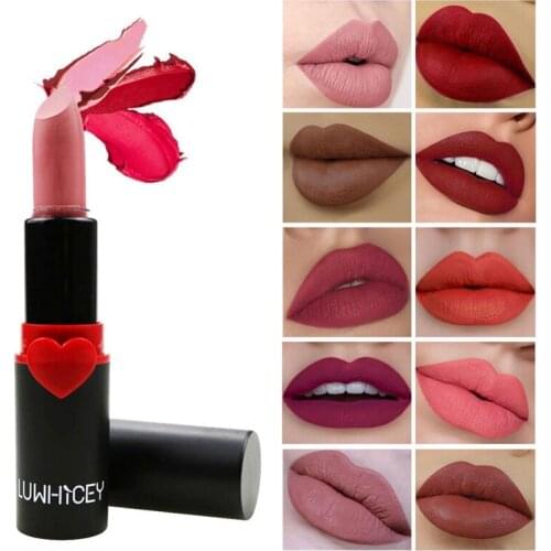 New Natural Waterproof Matte Velvet Glossy Lip Gloss Lipstick Lip Sexy 10 Colors Women Makeup Matte Lipsticks