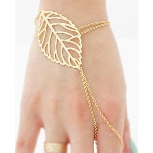 SL192 Punk Handcuff Charm Leaf Bracelets Bangle Fashion Jewelry pulseras mujer Women Wrap Bracelet European & American 2018 NEW