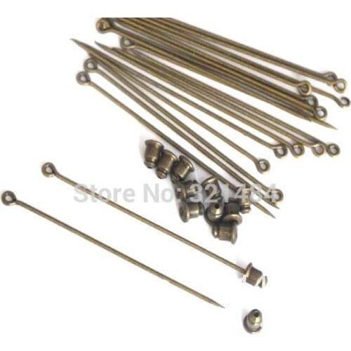 Wholesale 200piece/lot 60mm antique bronze sharp tip eye pin with stopper brooch safety pins