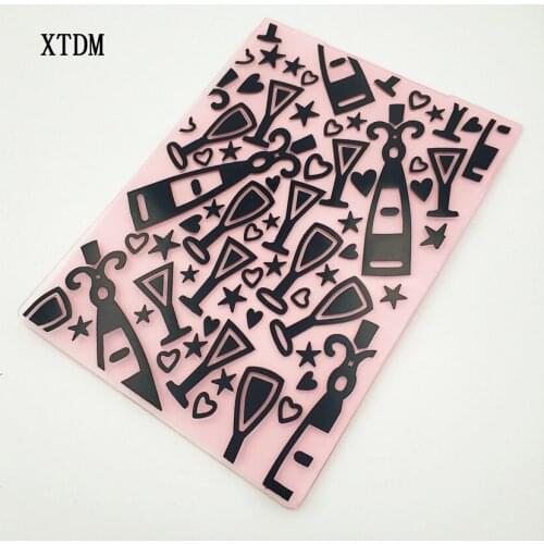 HOT plastic wine bottle template craft card making paper card album wedding decoration scraping Embossing folders