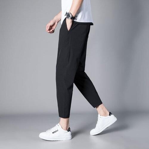 Casual Pants Breathable Quick-drying Sports Summer Thin Ice Silk Mens Mesh Beam Feet Plus Size