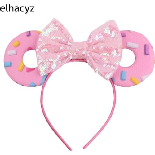 1PC 3.3" Mouse Ears Headband New Arrival 5'' Glitter Sequins Bows Donuts Hairband For Women Girls Headwear DIY Hair Accessories