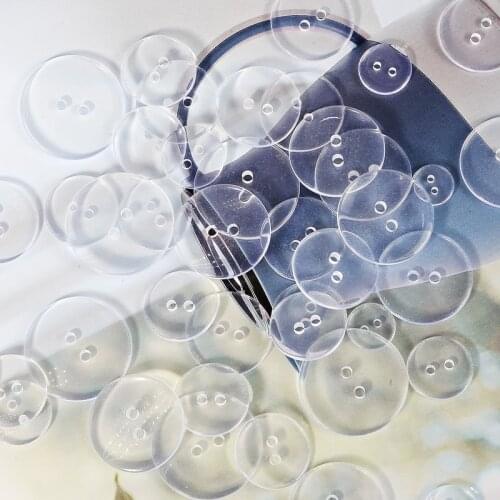 9-25mm 2 Holes Clear Transparent Round Plastic Resin Sewing Buttons Scrapbooking Plastic Buttons for for DIY Sewing Accessories