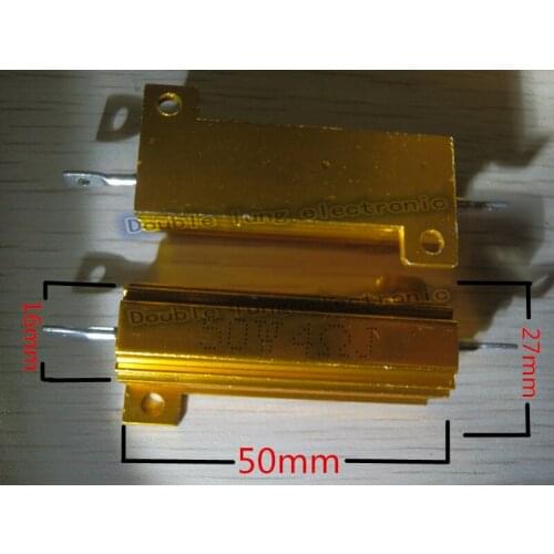 50PCS/LOT 50W Watt Power Metal Shell Aluminium Gold Resistor RX24 50W 1R 2R 3R 4R 5R 6R 8R 10R 15R 50R 100R 220R 1K OHM