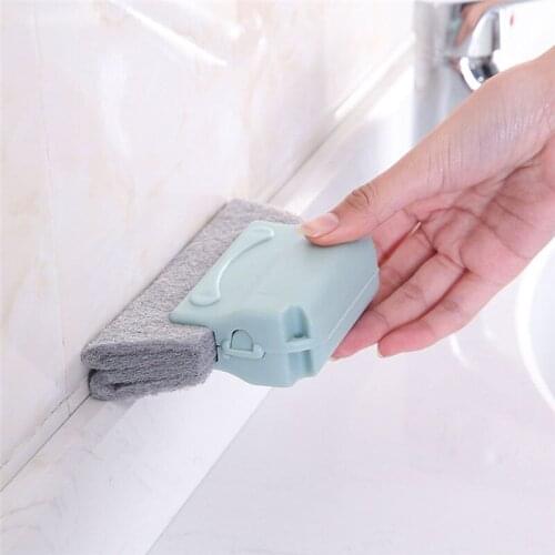 Kitchen Sink Slots Cleaning Brush Bathroom Windows Corner Cleaner Brush Household Cleaning Brushes Tools Beige Gray Blue