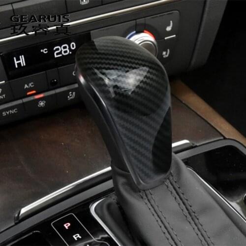 Car Styling Carbon fiber Console Gearshift Handle Covers For Audi A6 C7 C8 A7 S6 S7 Interior Gear Shift Knob Head Stickers Trim