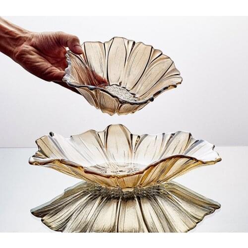 Glass Crystal Fruit Plate Living Room Coffee Table Dining Room Decoration Household Snacks Dried Fruit Plate Desktop Ornaments