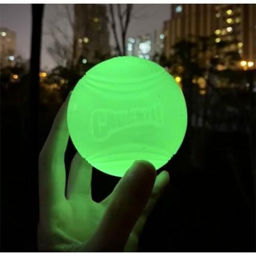 Pets Luminous Dog Ball Toy Pure Natural Rubber Outdoor Interactive Leakage Design Squishy Toys for Large Dogs Puppy Supplies