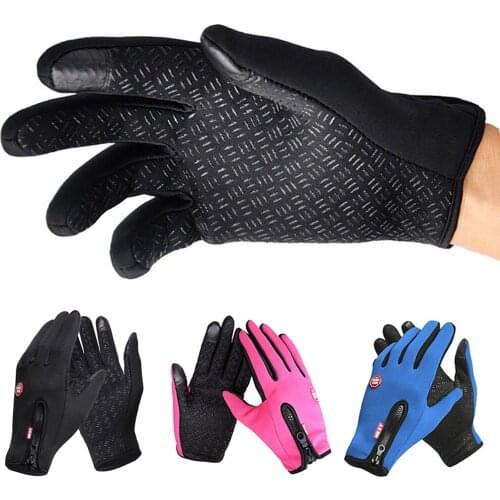Cycling Gloves Zipper Thermal Winter Sports Skiing Warm Mittens Full Finger Glove Waterproof Touch Screen Gloves for Women Men