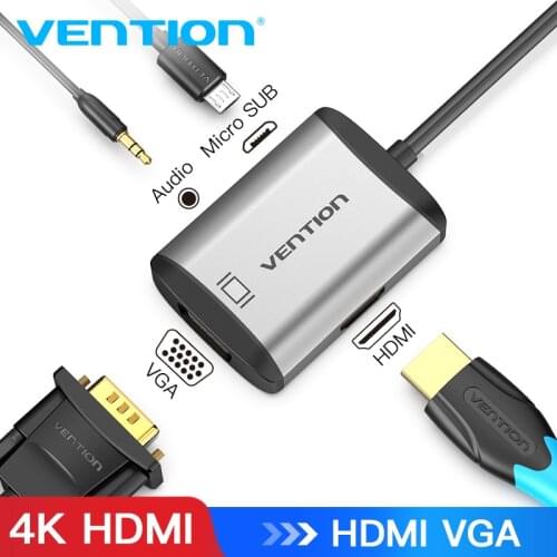 Vention HDMI Spliiter HDMI to HDMI VGA Adapter 4 in 1 4K HDMI to HDMI VGA 3.5mm Micro USB Converter for HDTV PS4 HDMI to VGA NEW