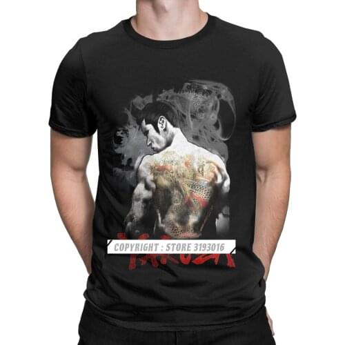 Videogame Tee Shirt Mens Funny Tshirt Enjoystick Yakuza Pure Cotton Loose Tees Japan Dragon Gangster Anime T-Shirt Man