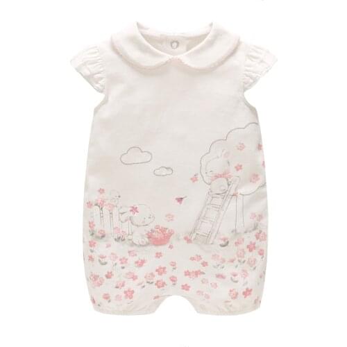Vlinder Baby girls Bodysuits Baby girl clothes Newborn Bodysuits Jumpsuit Snug Short Sleeves Infant Flowers Printing Jumpsuit
