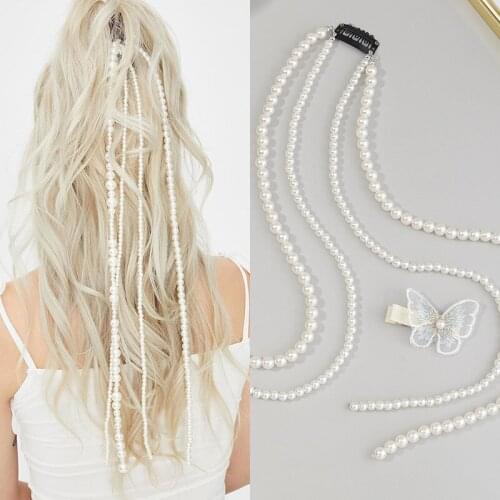 CC Pearl Hair Clip Combs Hairpins Wedding Accessories For Women Bridal Girls Full Pearls Tassel Design Fine Party Hairwear