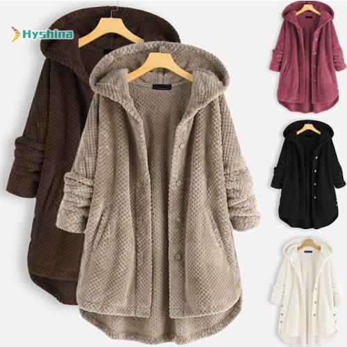 Womens Clothing New Winter Hooded Double Faced Velvet Sweater Fashion Medium Length Jacket