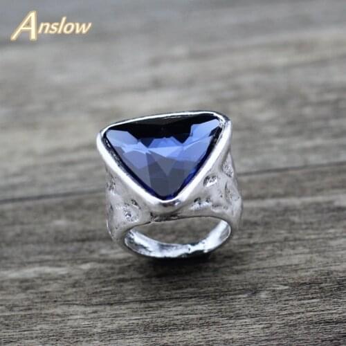 Anslow Fashion Jewelry Charm Classic Design Love Couple Triangle Crystal Women Ring For Wedding Valentines Day Gift LOW0025AR