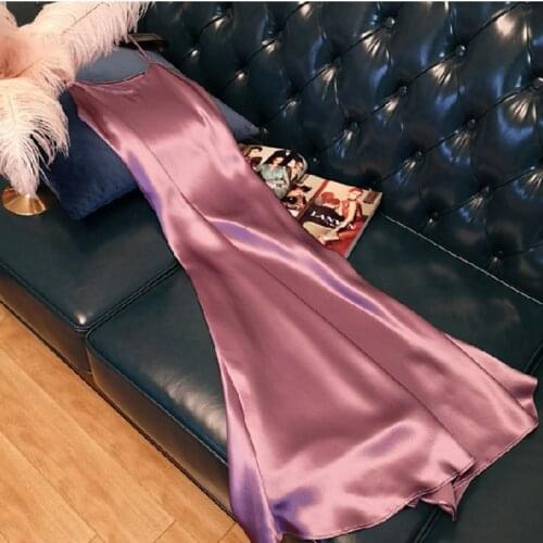 Robe Sexy Women Dress En Soie Coupe Couleur Unie Robe En Soie Douce Pyjama Pour Femme Pyjama Grande Taille Jupe Longue