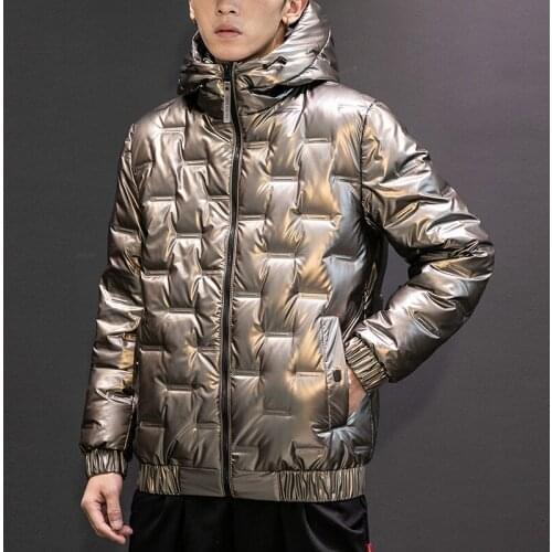 Winter Duck Down Jacket Mens Couple Discoloration Shiny Down Jacket For Male Hip Hop Detachable Bright Thickened Warm Coat