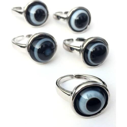 12MM Round Natural Agat Sheep Eye Gem Ring1PCS Stainless Steel Jewelry