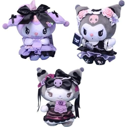 13cm Kuromi Plush Pendant Japanese Cute Girl Series Devil Magic Book Black Bow Sanrio Kuromi Plush Toys Keychains Girl Gift