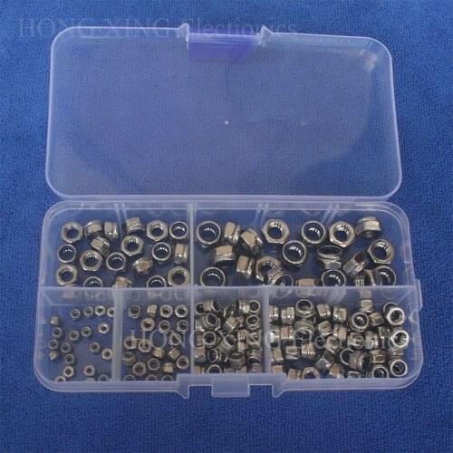 160pcs M2 M2.5 M3 M4 M5 M6 DIN985 A2 Stainless Steel Nylon Lock Nut Metric Assortment Kit
