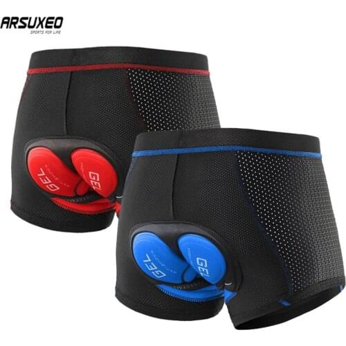 2Pcs ARSUXEO Men Cycling Underwear 5D Gel Pad Shockproof Bike MTB Shorts Elasticity Bicycle Cycling Underpants Mesh Breathable