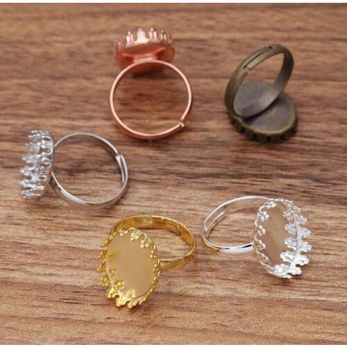 200pcs Adjustable Ring Settings Bases with 13x18mm Oval Crown Bezel Resin Cabochon Womens Rings Findings DIY Jewelry Making