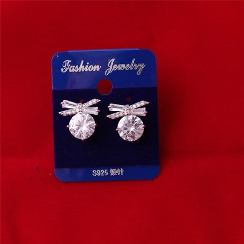 2018 Hot Sale Women Earrings Ribbon Bow And Big Sparkling Crystals Copper Material Dropshipping