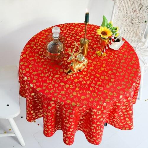 2019 hot Christmas table cloth cotton and linen small fresh tassel round tablecloth