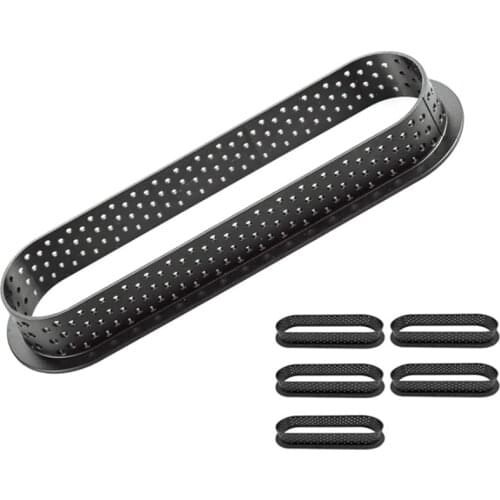 6Pcs Oval Tart Rings Heat-Resistant Perforated Cake Mousse Ring Non Stick Bakeware Tart Mini Cake Mold Cake Rings