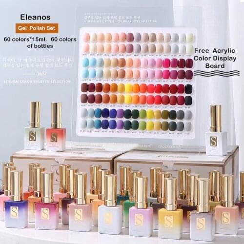 Eleanos New 60 Colors Gel Polish Set Color Gel Polish 60 Different Bottles For Nail Art Design Whole Set Nail Gel Learner Kit