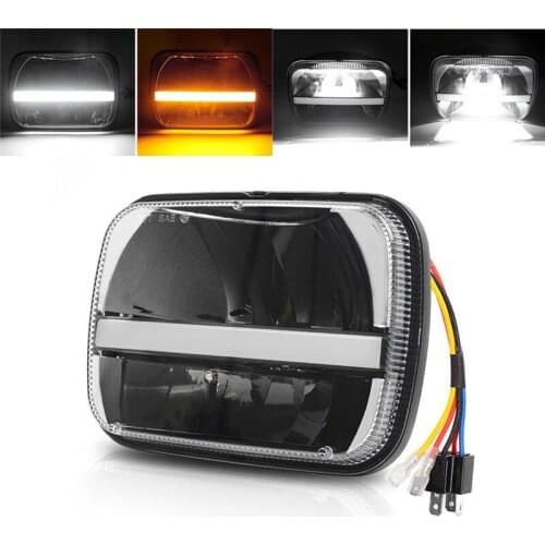 7 Inch Square LED Car Headight 5x7 7x6 Headlamp with DRL Turn Signal for Jeep Wrangler YJ Cherokee XJ ComancheMJ Savana GMC Ford