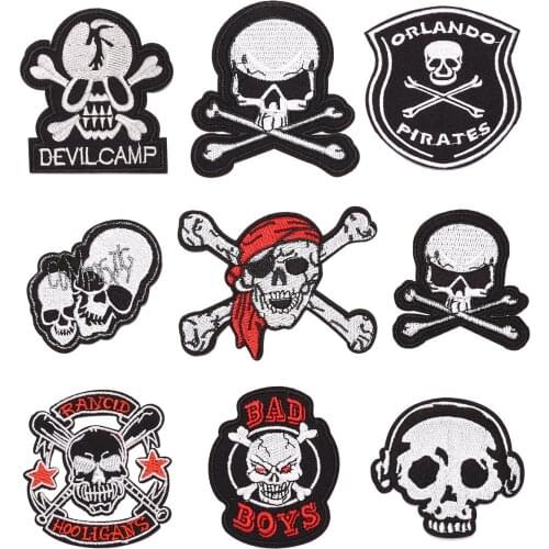 Skull ghost head Tactical Morale Iron on Embroidered Patches For Clothes Jeans Hat Sticker Sew DIY Patch Applique Badge Decor