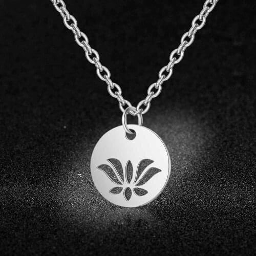 AAAA Quality 100% Stainless Steel Lotus Charm Necklace for Women Super Fashion Charm Jewelry High Polish Fashion Charm Necklaces