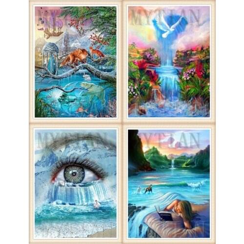Full Square/Round Drill 5D DIY Diamond Painting abstract girl Waterfall 3D Embroidery Cross Stitch 5D Rhinestone home Decor