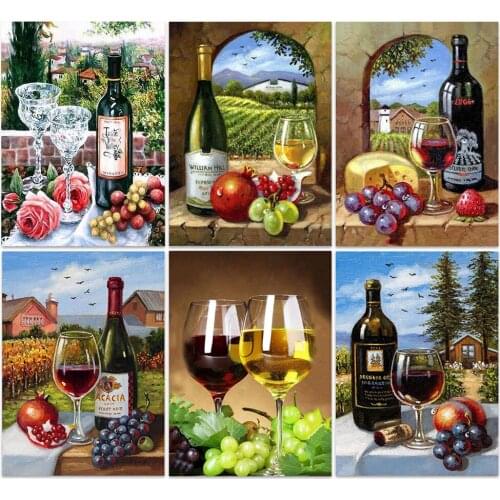 5D DIY Diamond Painting Still Life Full Square/Round Rhinestone Set Red Wine Bottle Home Decoration Restaurant Art