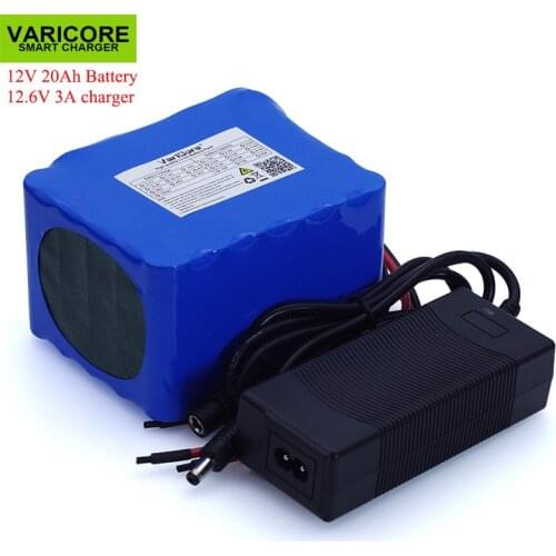 VariCore 12V 20Ah high power 100A discharge battery pack BMS protection 4 line output 500W 800W 18650 battery+ 12.6V 3A Charger