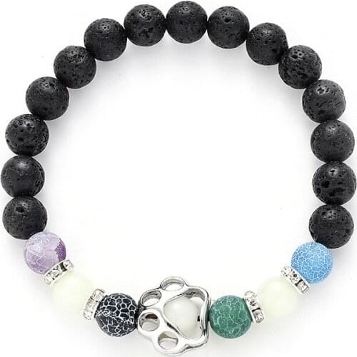 8mm Natural Black Lava Bracelet Noctilucence Bracelet Bead Heart Locket Glow For Women And Men Fashion Jewelry