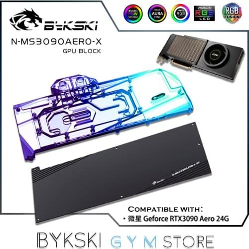 Bykski GPU Block For Graphics MSI RTX3090 Areo 24G, Video Card VGA Liquild Cooler + Backplate, 5V ARGB SYNC, N-MS3090AERO-X