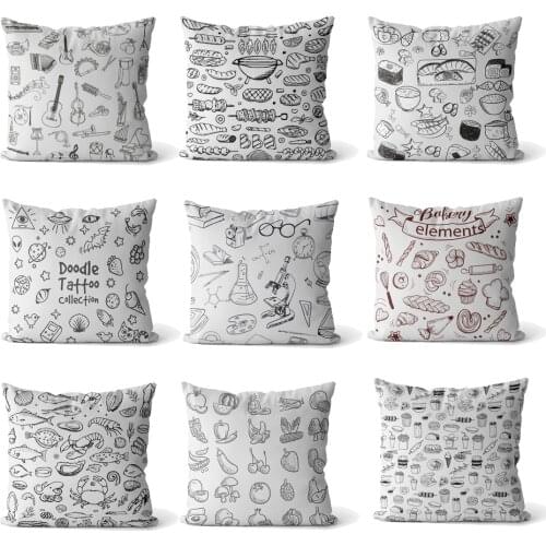 Black and white printing personalized design back cushion cover pillowcase pillowcase head cushion cover home sofa decoration