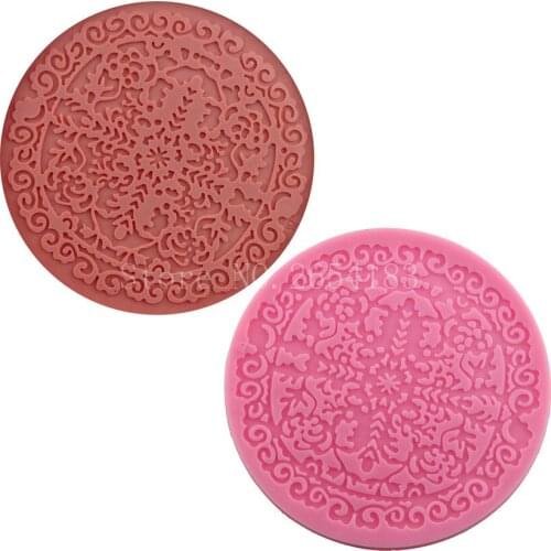 Flower Pattern Round Lace Silicone Fondant Soap 3D Cake Mold Cupcake Jelly Candy Chocolate Decoration Baking Tool Moulds FQ1896