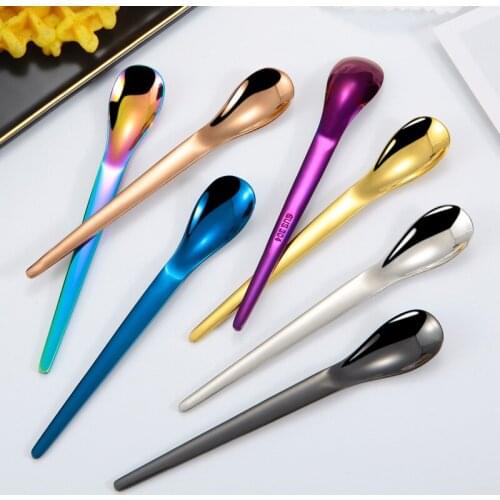 304 Stainless Steel Coffee Stirring Spoon Gold Silver cColor Ice Cream Dessert Small Spoon Home Restaurant Hotel Kitchen Utensil